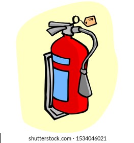 Fire extinguisher hanging on the wall