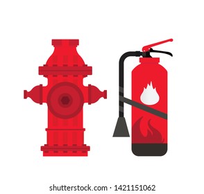 Fire extinguisher with 
hydrant. vector illustration