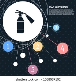 fire extinguisher Icon with the background to the point and with infographic style. Vector illustration
