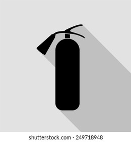 fire extinguisher icon - black illustration with long shadow