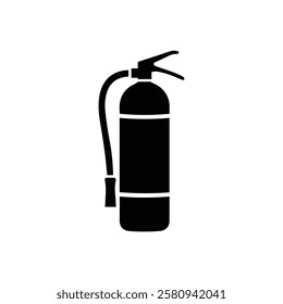 Fire extinguisher icon. Black Fire extinguisher silhouette vector illustration isolated on white background.