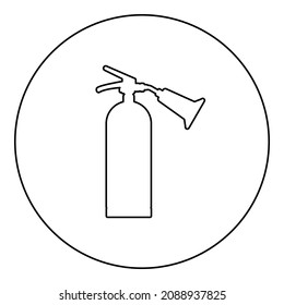 Fire extinguisher icon in circle round black color vector illustration image outline contour line thin style simple