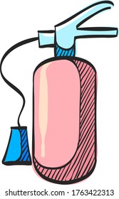Fire extinguisher icon in color drawing. Office equipment building