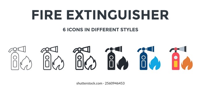 FIRE EXTINGUISHER icon in different style vector illustration. Designed in thin line, regular line, bold line, glyph, color fill, and flat style can be used for web