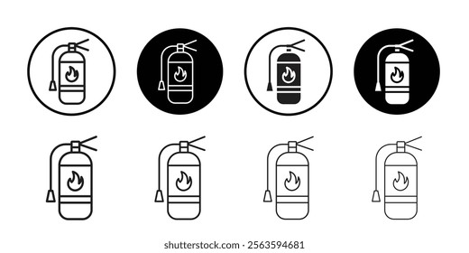 Fire extinguisher icon Flat art in black and white isolated