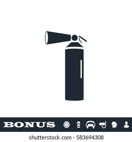 Fire extinguisher icon flat. Black pictogram on white background. Vector illustration symbol and bonus button