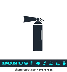 Fire extinguisher icon flat. Black pictogram on white background. Vector illustration symbol and bonus button