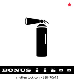 Fire extinguisher icon flat. Black pictogram on white background. Vector illustration symbol and bonus button open and closed lock, folder, star