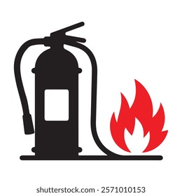 Fire extinguisher icon in flat icon design silhouette vector 