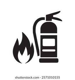 Fire extinguisher icon in flat icon design silhouette vector 