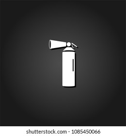 Fire extinguisher icon flat. Simple White pictogram on black background with shadow. Vector illustration symbol