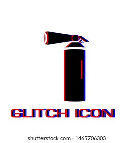 Fire extinguisher icon flat. Simple pictogram - Glitch effect. Vector illustration symbol