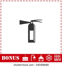 Fire extinguisher icon flat. Simple vector symbol and bonus icon