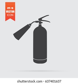 Fire extinguisher icon in flat style isolated on grey background. For your design, logo. Vector illustration.