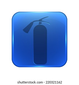 fire extinguisher icon - glossy blue button
