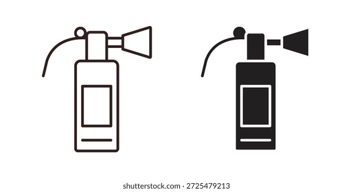 Icono del extintor de incendios con el glifo y la línea. iconos negros del vector para el Web UI