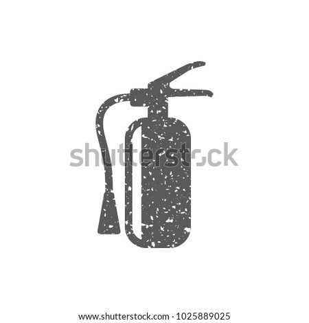 Fire extinguisher icon in grunge texture. Vintage style vector illustration.