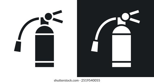 Fire extinguisher icon icons in black and white filled style