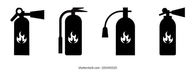 Fire extinguisher icon illustration set. Stock vector.