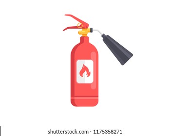 Fire extinguisher icon isolated on white. Flat design vector illustration