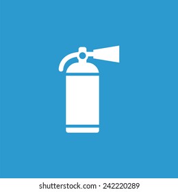 fire extinguisher icon, isolated, white on the blue background. Exclusive Symbols 