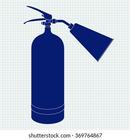 Fire extinguisher. Icon on Notebook sheet  background. Vector illustration 