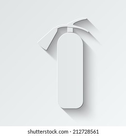 fire extinguisher icon - paper vector illustration with shadow on light background