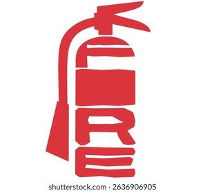 The fire extinguisher icon is red, with the word "FIRE" at the bottom. The design is clear and simple, ideal for safety signs, fire warnings, or design elements related to safety and fire.