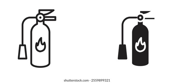 Fire extinguisher Icon set in black color for ui designs