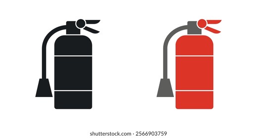 Fire extinguisher icon set in black and colored