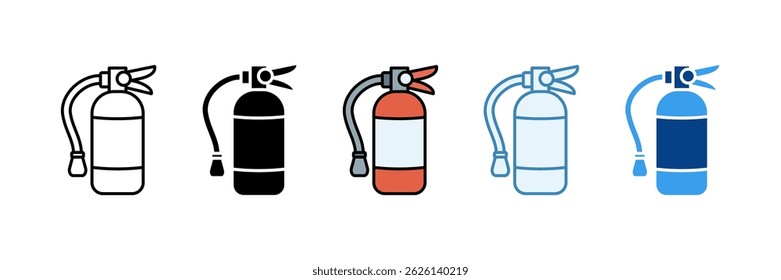 Conjunto de ícones do extintor de incêndio Conjunto de estilos múltiplos