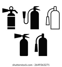 Conjunto de ícones de extintor de incêndio - Vetor de equipamento de segurança