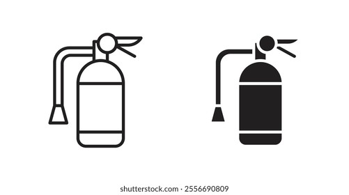 Fire extinguisher icon set in Thin line black color.