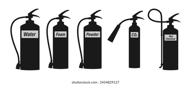 fire extinguisher icon set. vector illustration isolated on white background.