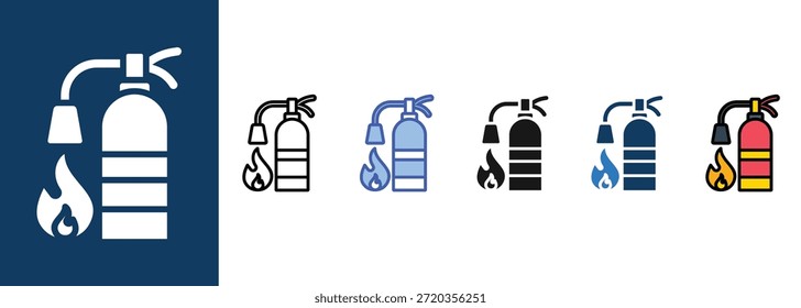Extintor de incendios   Conjunto de iconos colección de estilo múltiple

