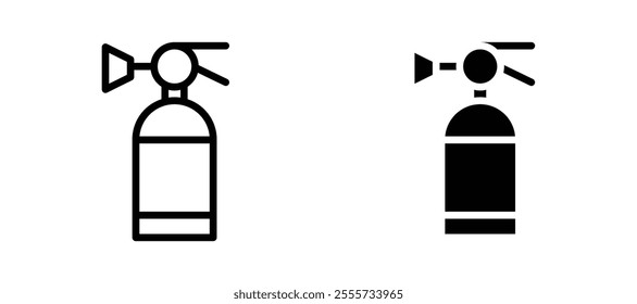 Fire extinguisher icon symbol collection on white background.