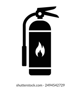 A fire extinguisher icon symbol silhouette. EPS 10 Vector Graphic Isolated on White Background.