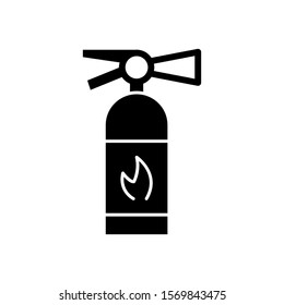 Fire extinguisher icon template in black flat design on white background, Fire extinguisher symbol vector sign isolated on white background illustration for graphic and web design