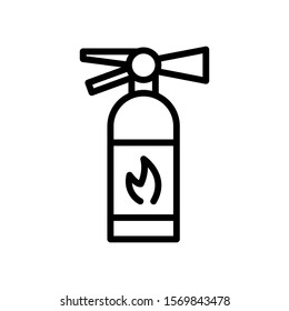 Fire extinguisher icon template in line art style on white background, Fire extinguisher symbol vector sign isolated on white background illustration for graphic and web design
