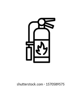 Fire extinguisher icon template in line art style on white background, Fire extinguisher symbol vector sign isolated on white background illustration for graphic and web design