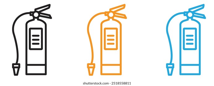 Fire extinguisher icon Thin line illustration set