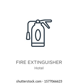 Fire extinguisher icon. Thin linear fire extinguisher outline icon isolated on white background from hotel collection. Line vector sign, symbol for web and mobile