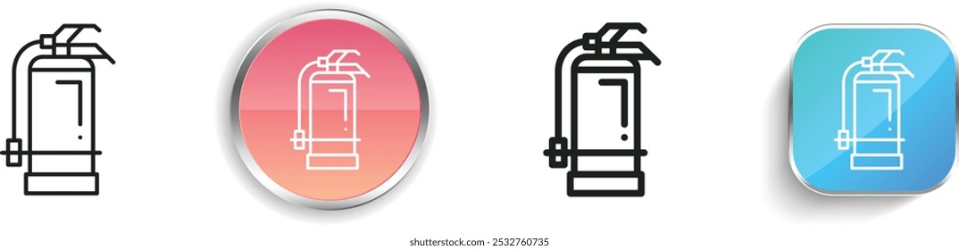 ícone do extintor de incêndio. Design fino, linear, regular e estilo botão isolado no fundo branco