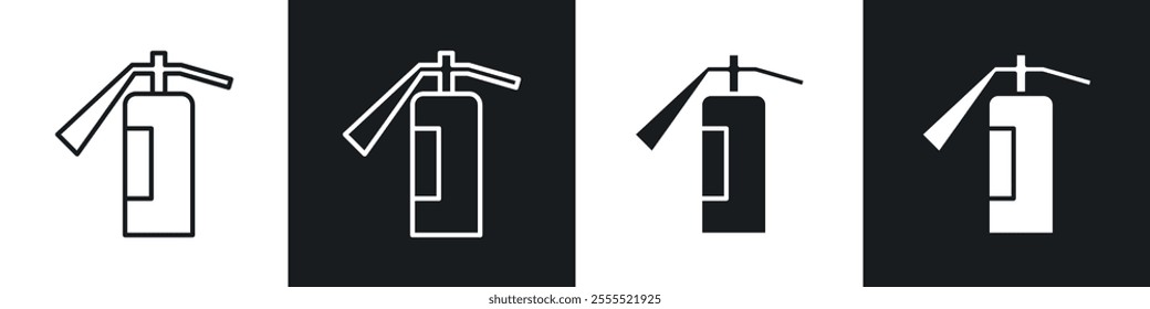 Fire extinguisher icon vector collection in black and white.