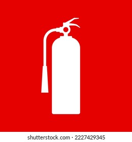 Fire extinguisher icon vector flat isolated on red background. Fire safety.