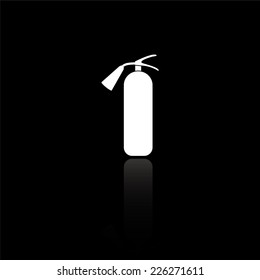 fire extinguisher icon - vector illustration with reflection isolated on black