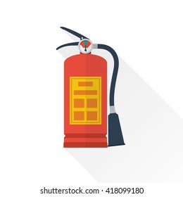 Fire extinguisher icon. Fire extinguisher vector illustration, isolated on white background with long shadow. Flat design style.