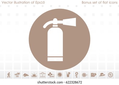 Fire extinguisher icon vector illustration eps10. Isolated badge flat design for website or app - stock graphics