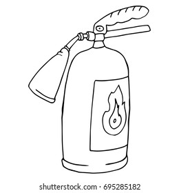 Fire extinguisher icon.  Vector illustration. Hand drawn fire extinguisher. 