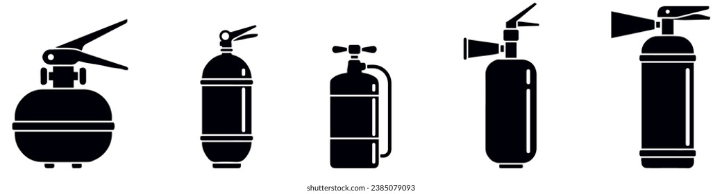 Feuerlöscher-Symbol, Vektorset. Kollektion von Feuerwehrillustrationszeichen.Symbol Hilfe.